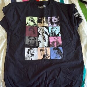Black Graphic T-Shirt with Colorful Portraits